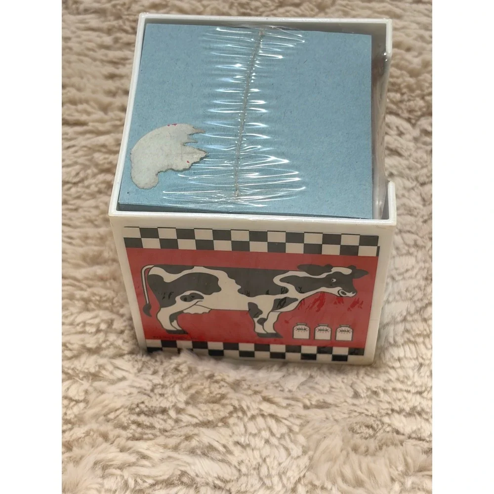 VINTAGE NEW Rare Lisa Frank Stationery Cube Cow Checkered Milk P531 SEALED 90s